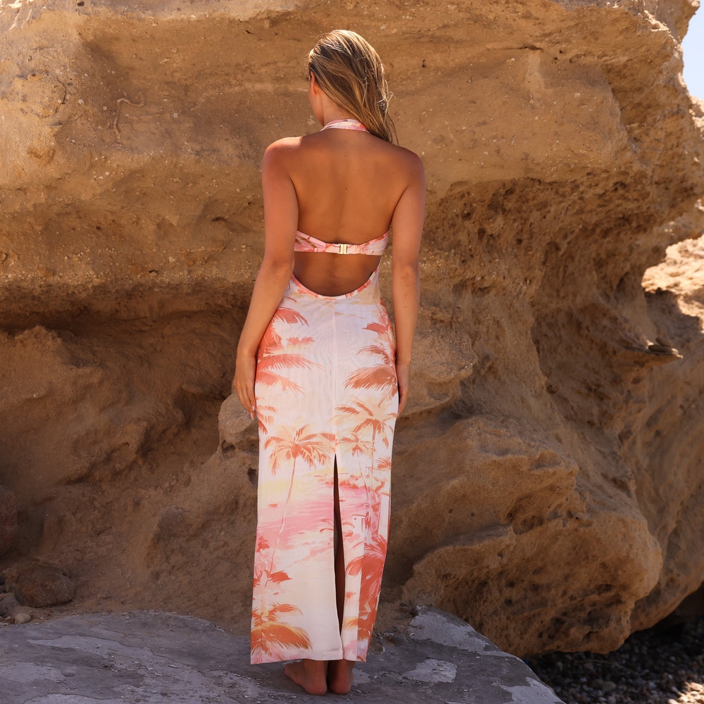 Kulani Kinis Halter Mesh Maxi Dress - Wild Skies (Mermaid Moon Collection)