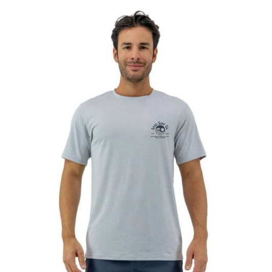 Sand Surf Co. Yin Yang Logo UPF 50 Hybrid Short Sleeve UV Shirt - Light Grey