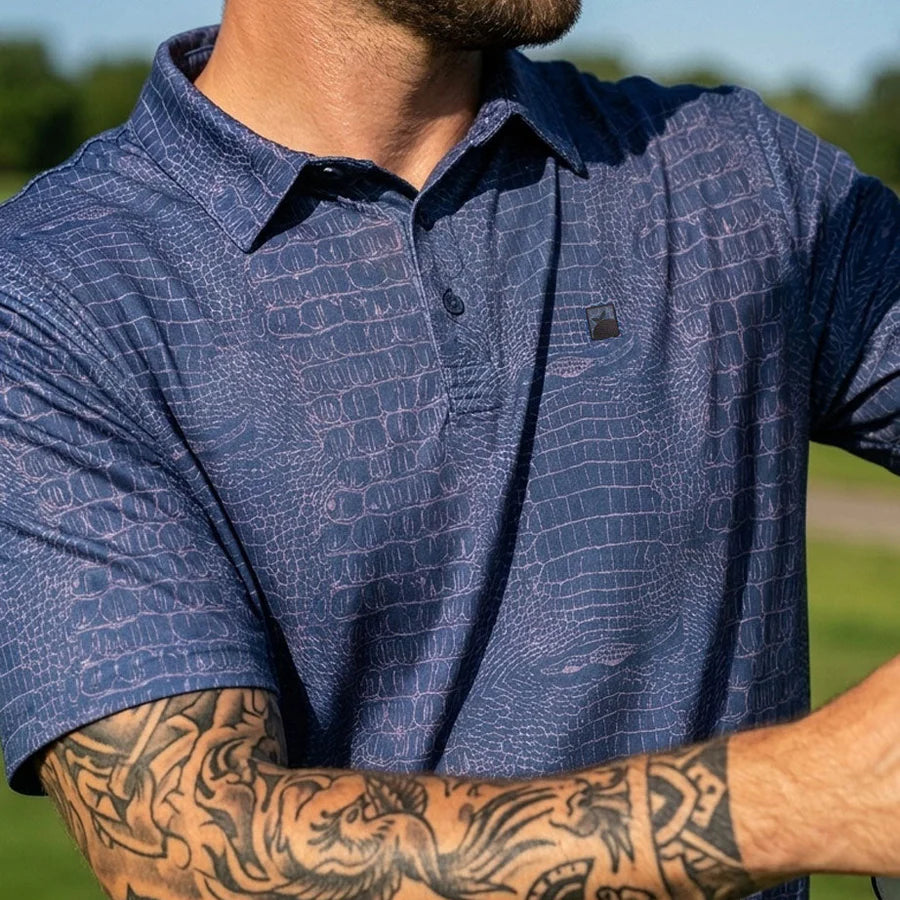 Flomotion Gator Camo Polo - Navy