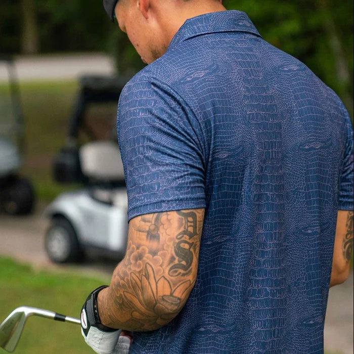 Flomotion Gator Camo Polo - Navy