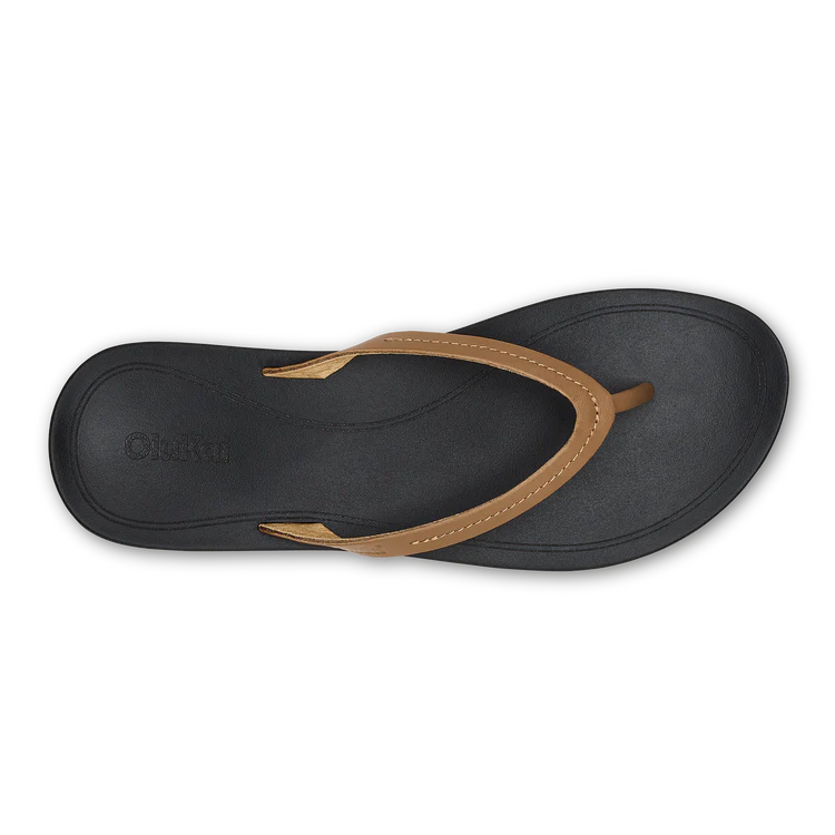 Olukai Lalahi Women’s Leather Beach Sandals - Tan & Lava Rock