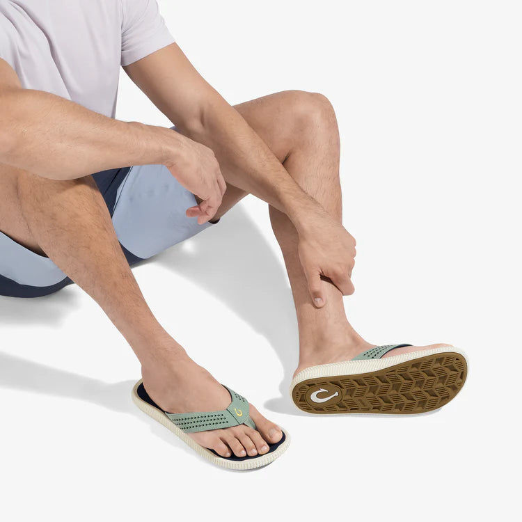 Olukai Ulele Men's Beach Sandal - Seagreen & Trench Blue