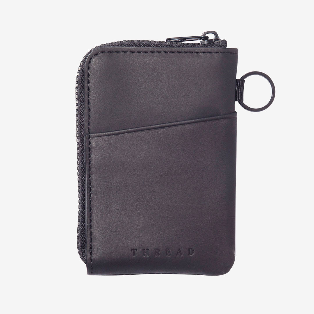 Thread Wallets Black Zipper Wallet