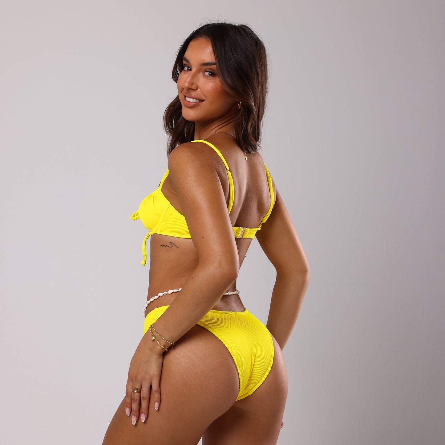 Kulani Kinis Vintage V Bikini Bottom - Sunshine Yellow Ribbed (Coconut Cove Collection)