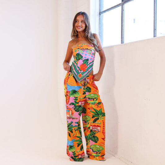 Kulani Kinis Draw String Summer Pants - Sunlit Spritz (Sunlit Mischief Collection)