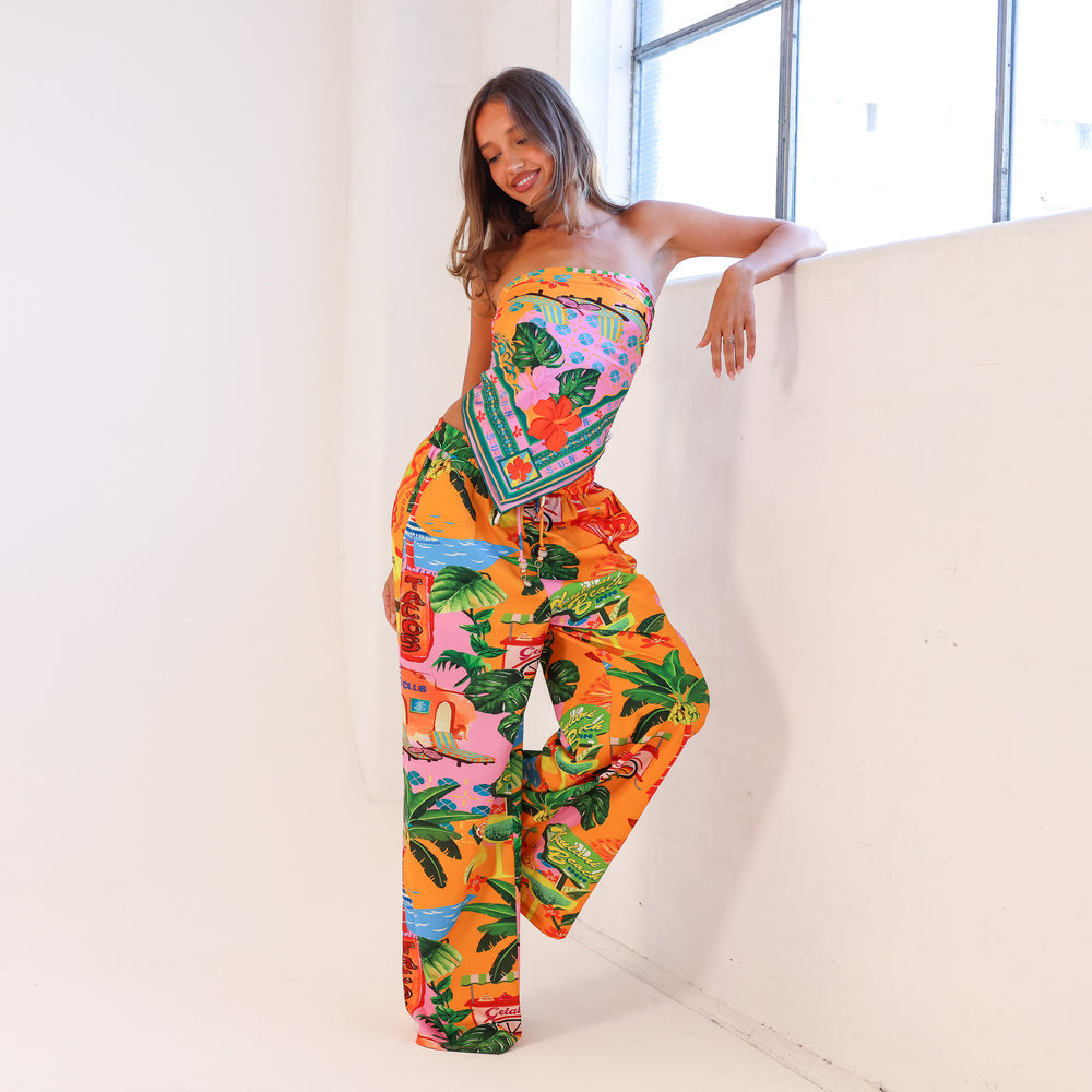 Kulani Kinis Draw String Summer Pants - Sunlit Spritz (Sunlit Mischief Collection)