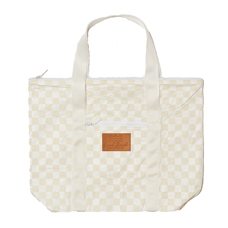 Local Beach Sand Checker Tyvek Shoulder Tote - Sand