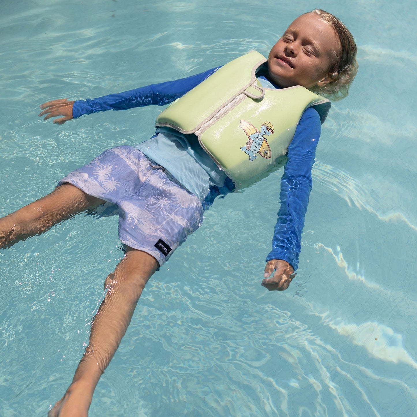 Sunny Life X Rip Curl Kids Swim Vest 1-2 - Shred Turtle Aqua