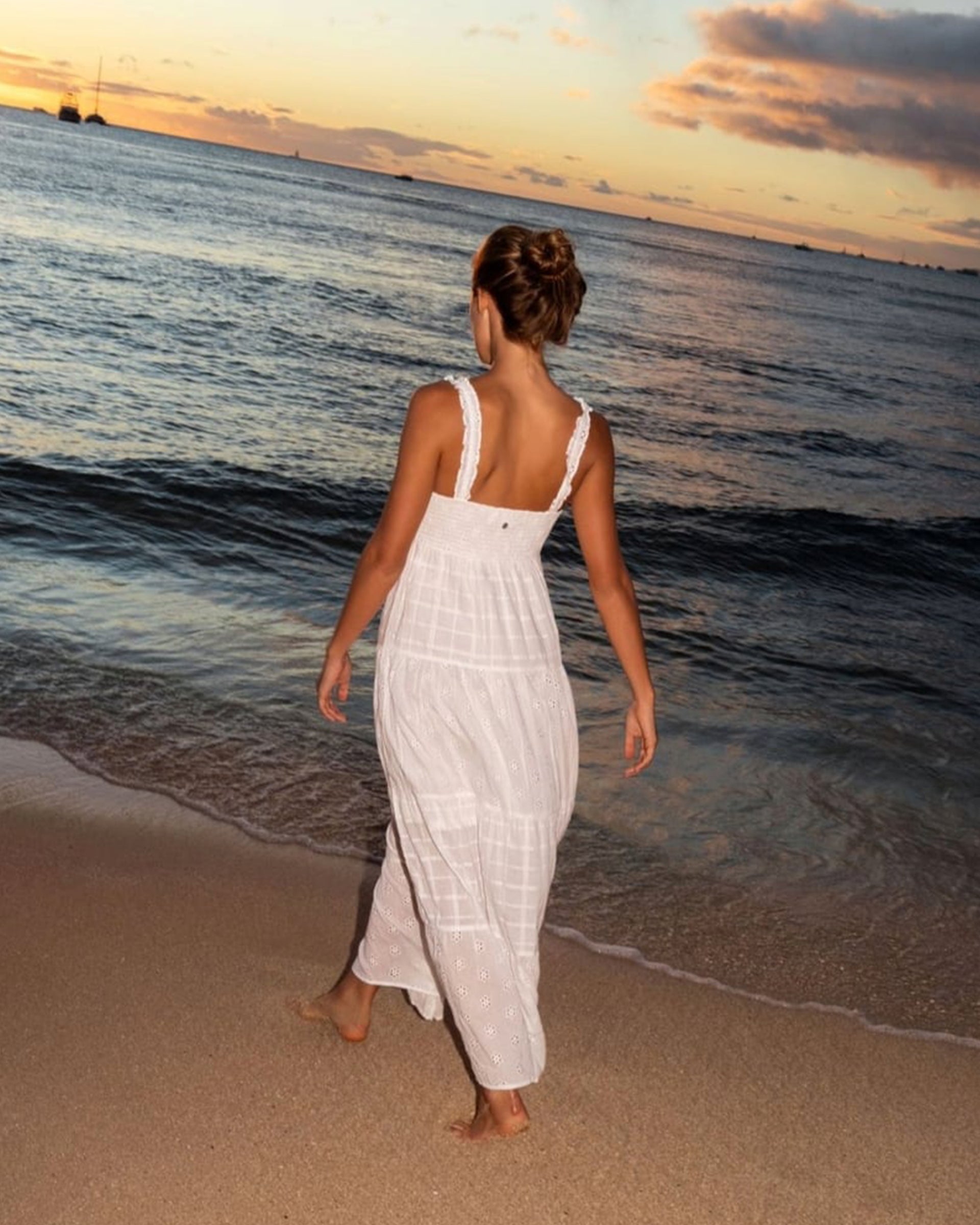 Roxy Lily Bloom Eyelet Maxi Dress Winter White