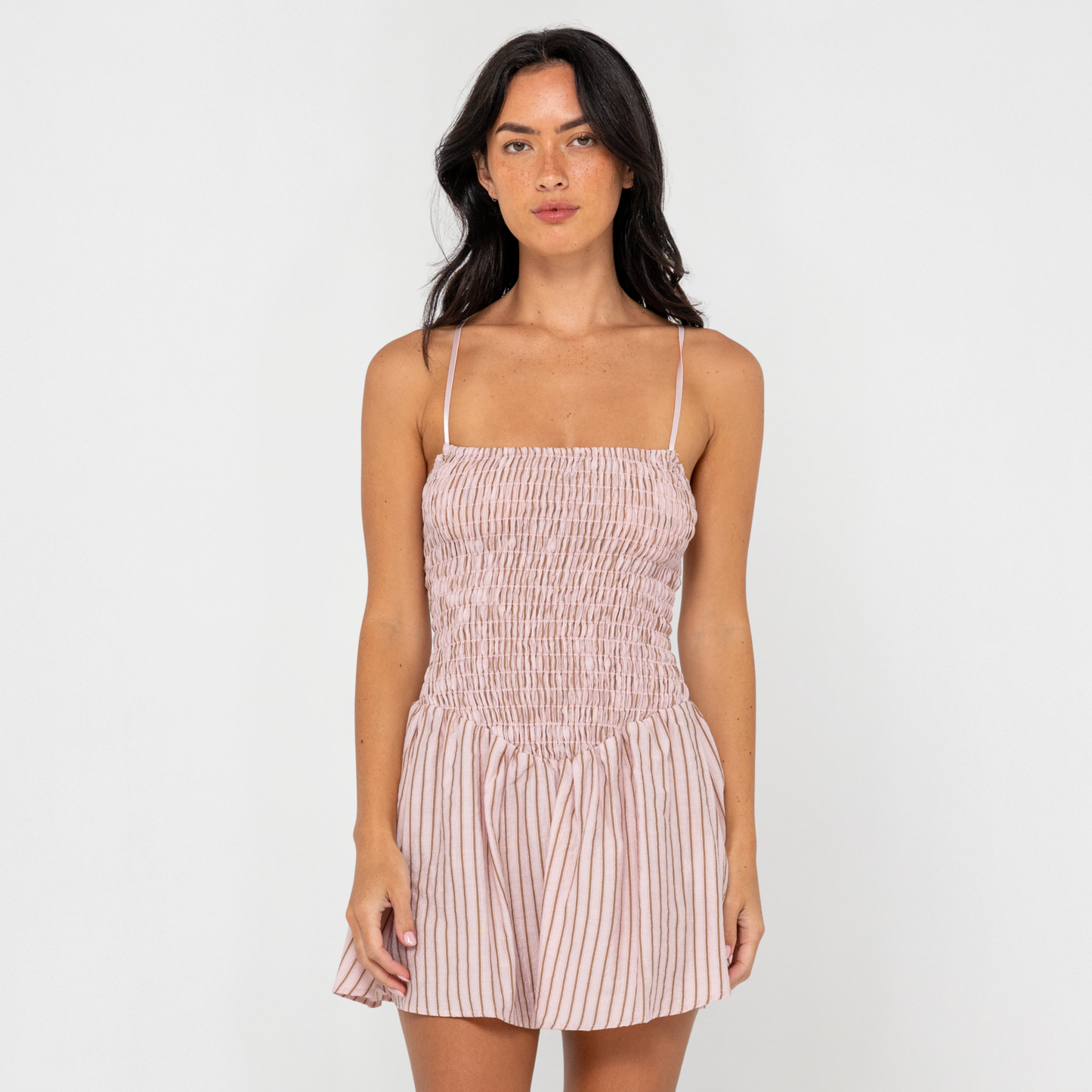 Rusty Mimi Smocked Stripe Mini Dress - Pink Stripe
