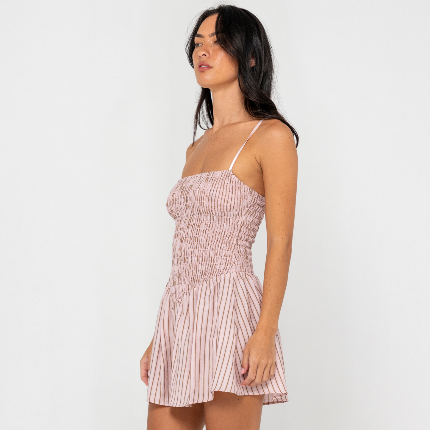 Rusty Mimi Smocked Stripe Mini Dress - Pink Stripe