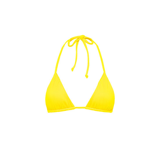 Kulani Kinis Slide Triangle Bikini Top - Sunshine Yellow Ribbed (Coconut Cove Collection)