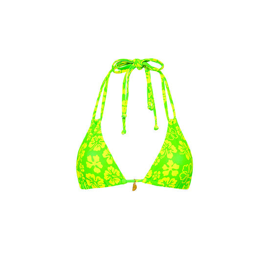 Kulani Kinis Halter Bralette Bikini Top - Aloha Lime (Citron Vacation Collection)