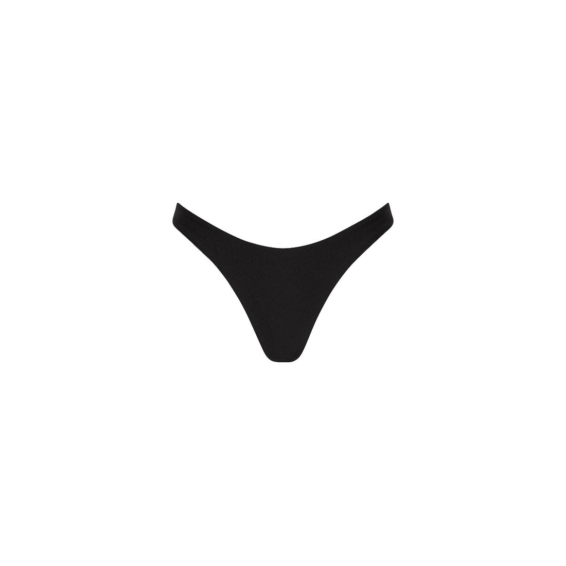 Kulani Kinis Gathered Deep V Thong Bikini Bottom - Twilight Black