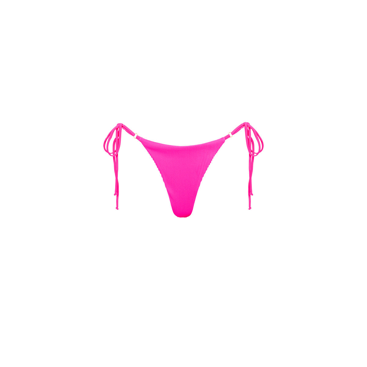 KULANI KINIS Flamingo Pink Ribbed Cheeky High Waist Bikini Bottom -  Flamingo Pink