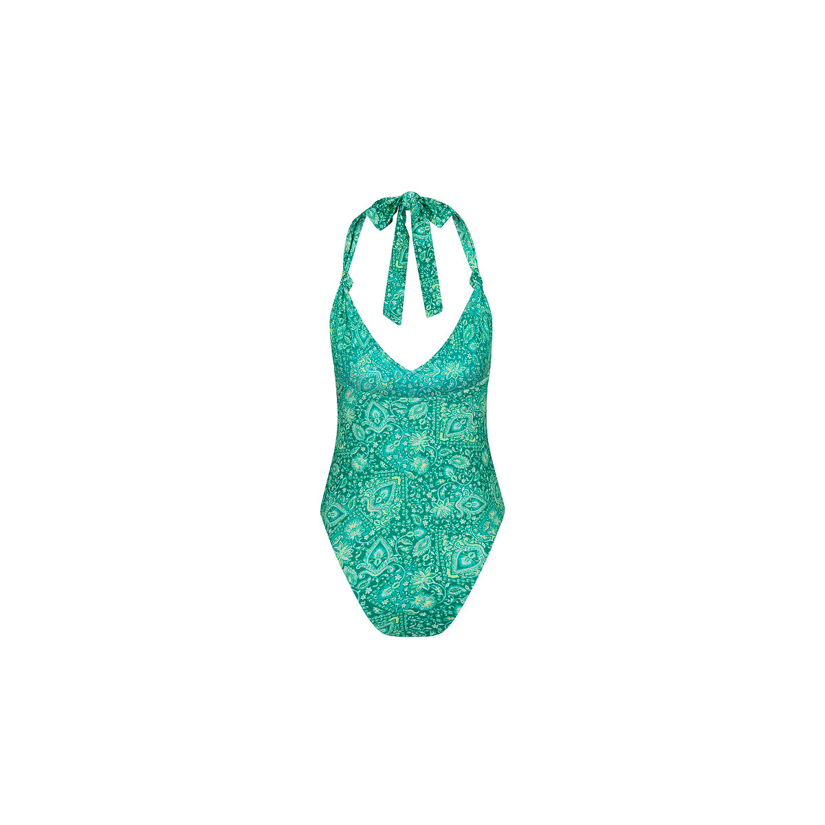 Kulani Kinis Soft Knot Halter One Piece - Emerald Aura (Pocket Paradise Collection)
