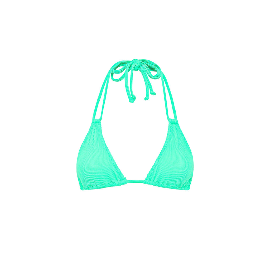 Kulani Kinis Halter Bralette Bikini Top - Turquoise Mint Ribbed