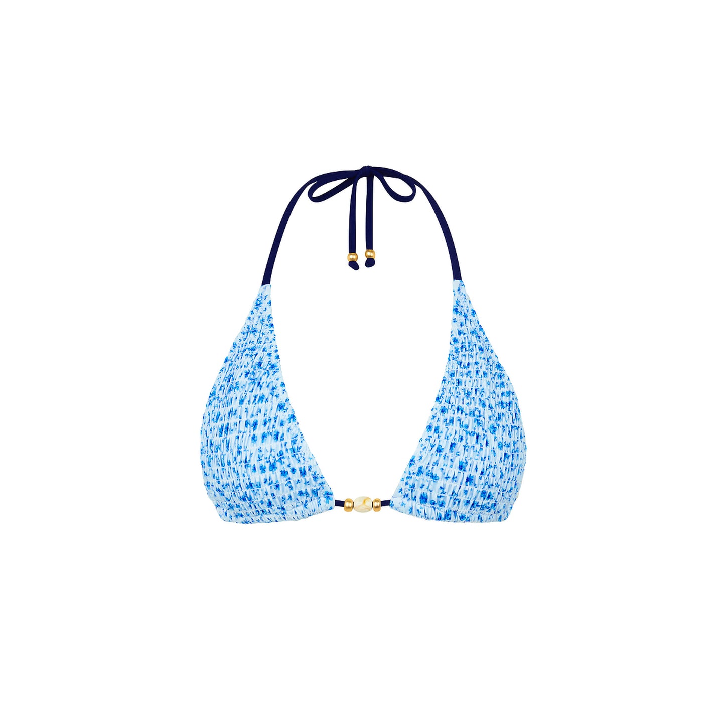 Kulani Kinis Shirred Triangle Bikini Top - Dream Flower (Mermaid Moon Collection)