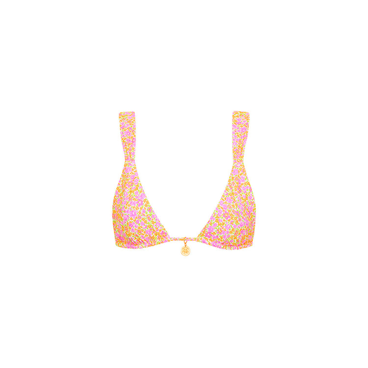 Kulani Kinis Slide Bralette Bikini Top - Champagne Blossom (Coconut Cove Collection)