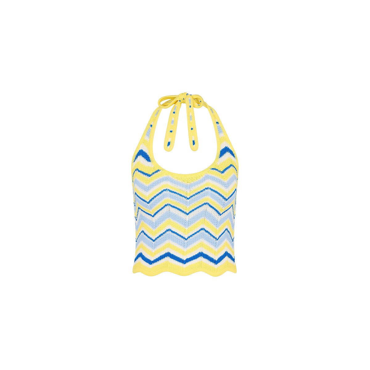 Kulani Kinis Chevron Knit Halter Tank Top - Lemon Daze (Diving for Pearls Collection)
