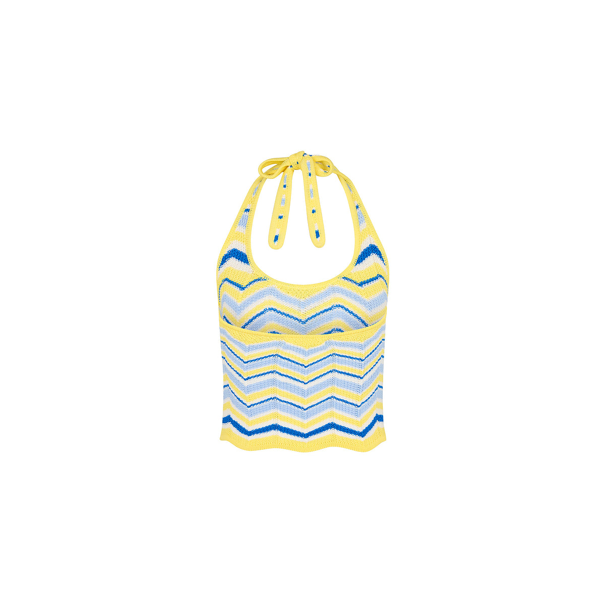 Kulani Kinis Chevron Knit Halter Tank Top - Lemon Daze (Diving for Pearls Collection)