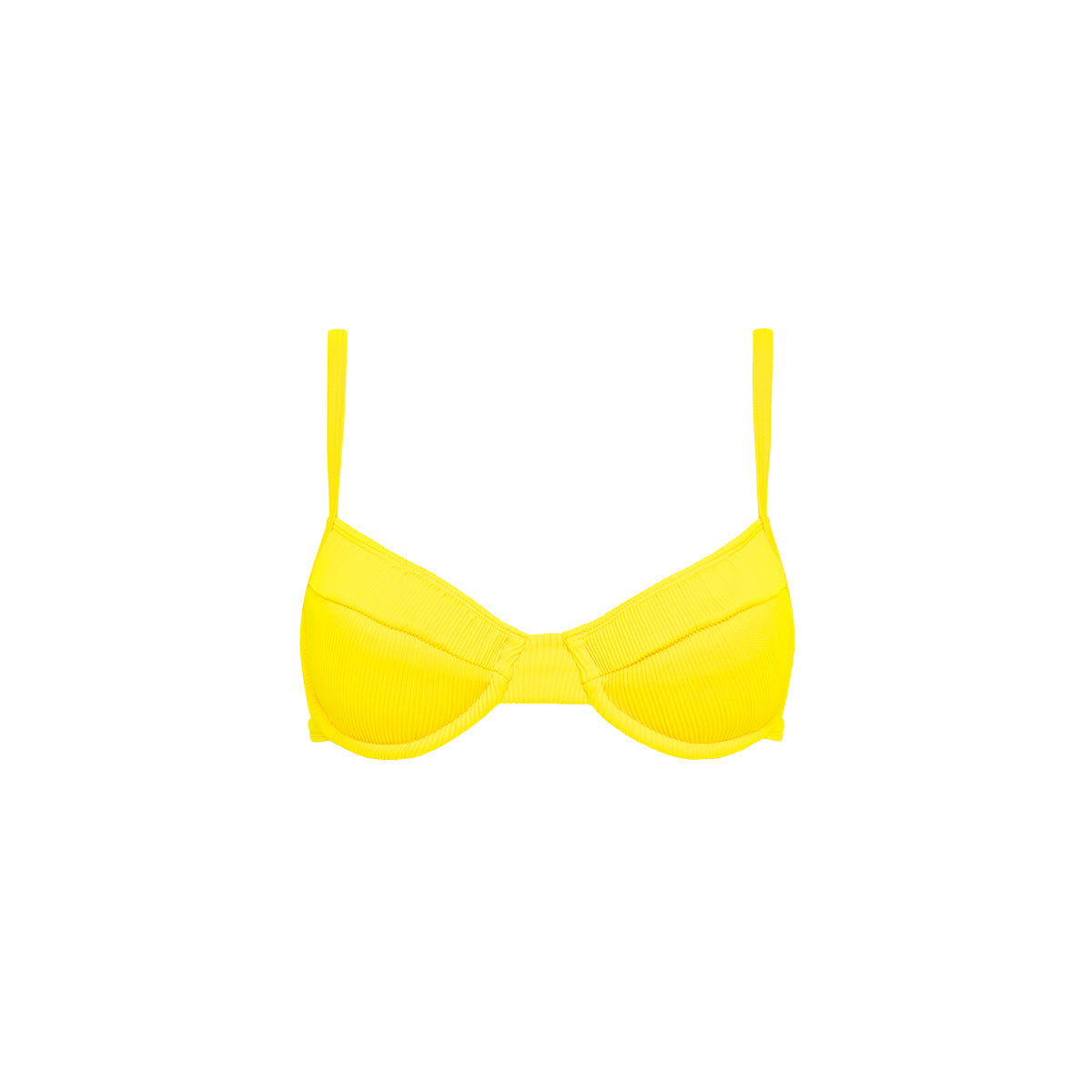 Kulani Kinis Ditzy Underwire Bra Bikini Top - Sunshine Yellow Ribbed (Coconut Cove Collection)