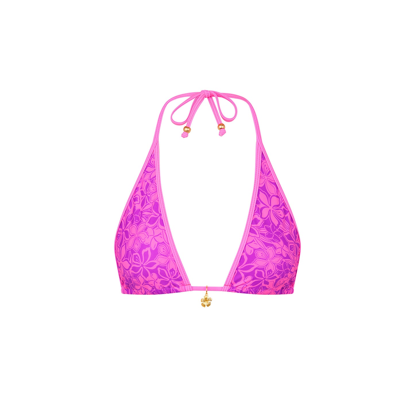 Kulani Kinis Bind Triangle Halter Bikini Top - Bubble Berry (Mermaid Moon Collection)