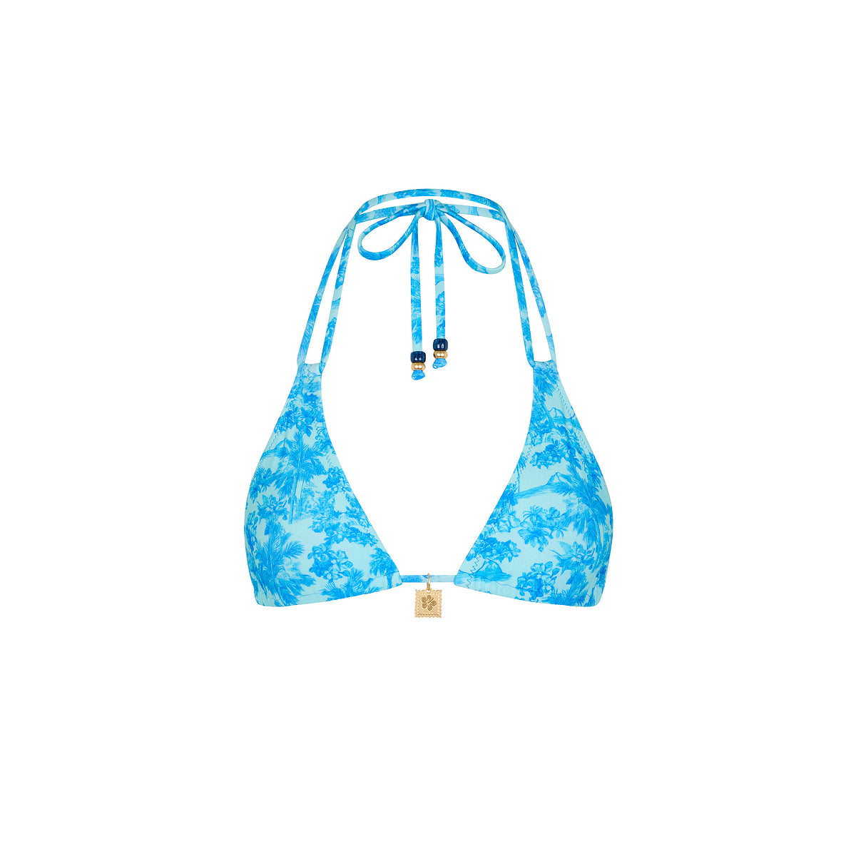 Kulani Kinis Simple Strap Halter Bikini Top - Ocean Paradise (Hibiscus Stereo Collection)