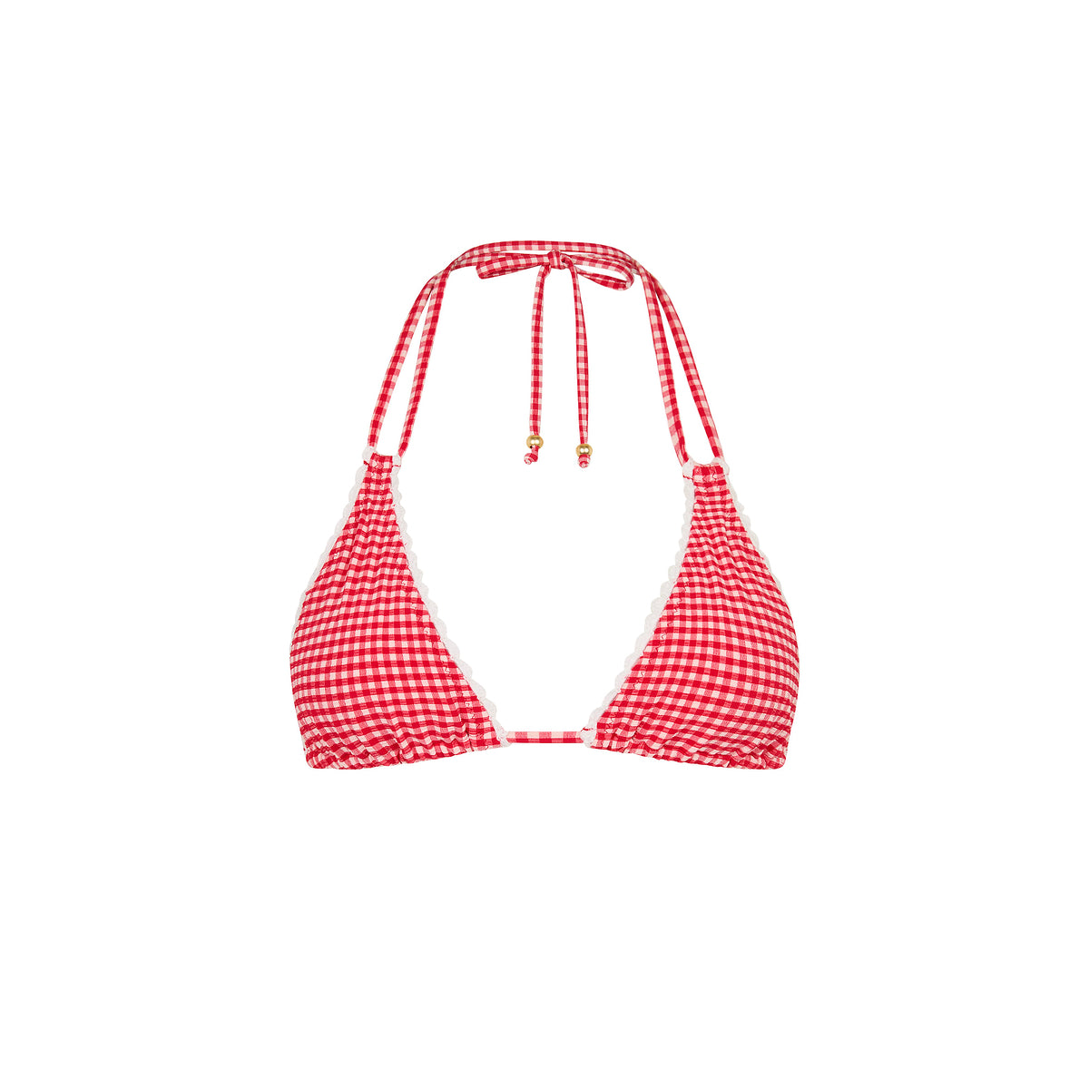 Kulani Kinis Scallop Crochet Halter Bikini Top - Strawberry Siesta (Diving for Pearls Collection)