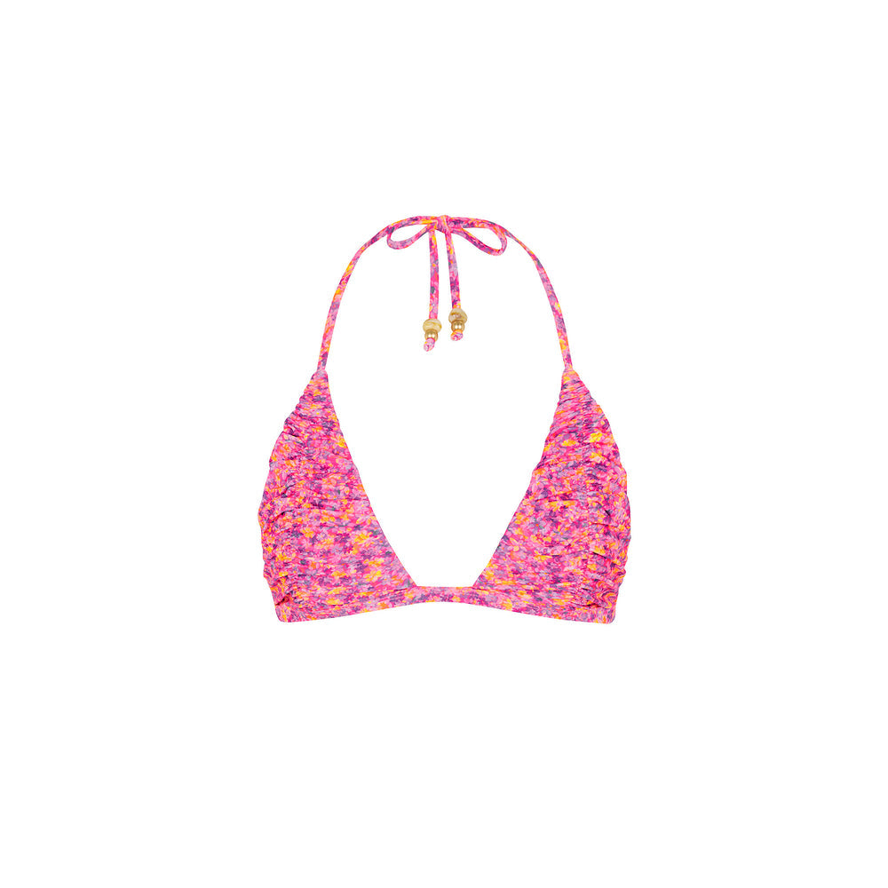Kulani Kinis Gathered Stitch Bralette Bikini Top - Gelato Bloom (Hibiscus Stereo Collection)