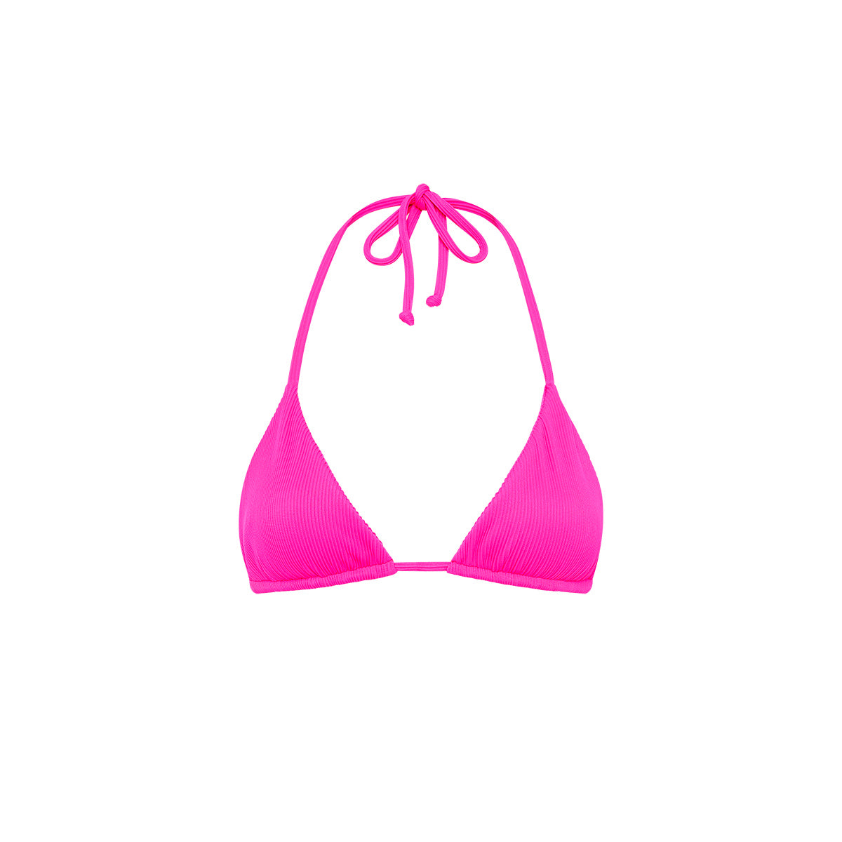 Kulani Kinis Slide Triangle Bikini Top - Flamingo Pink Ribbed (Atomic Daisy Collection)