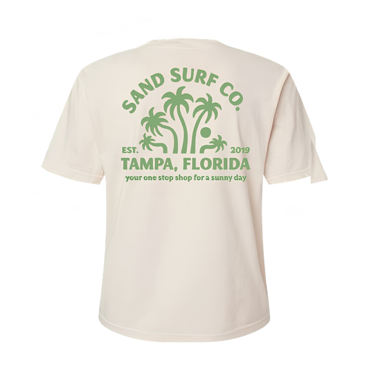 Sand Surf Co. Twisted Palms Cropped Tee - Antique