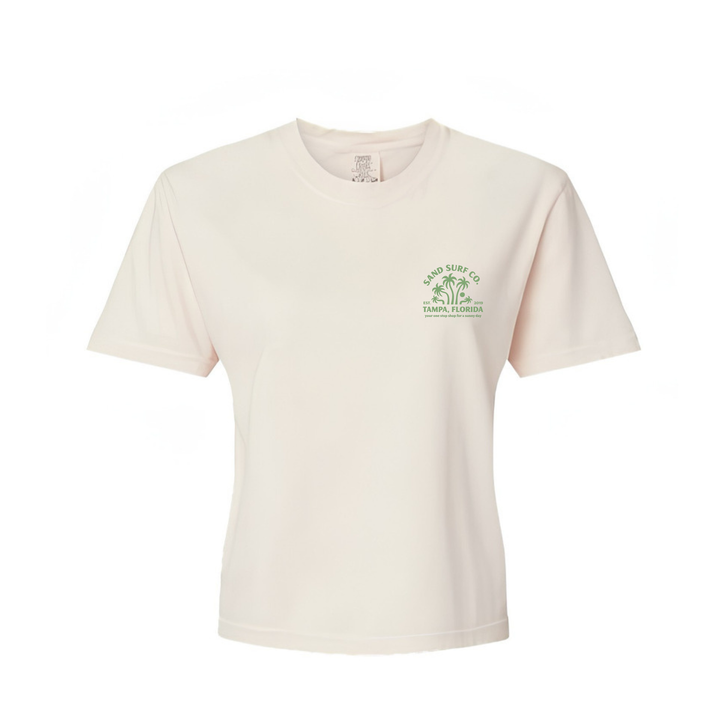 Sand Surf Co. Twisted Palms Cropped Tee - Antique
