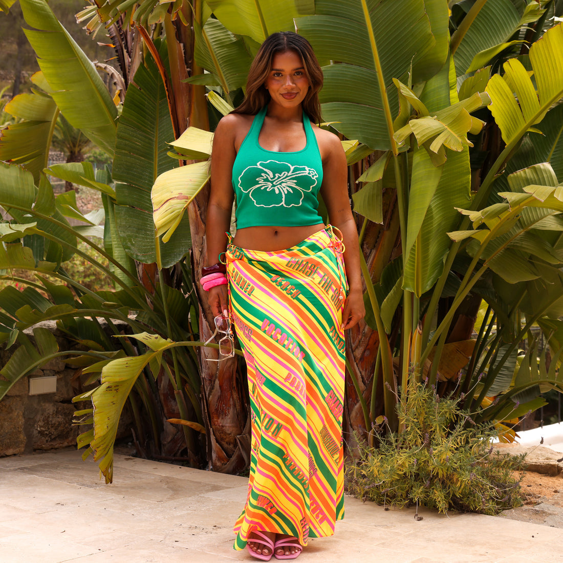 Kulani Kinis Satin Tie Side Maxi Skirt - Sunshine Lover (Club Soleil Collection)