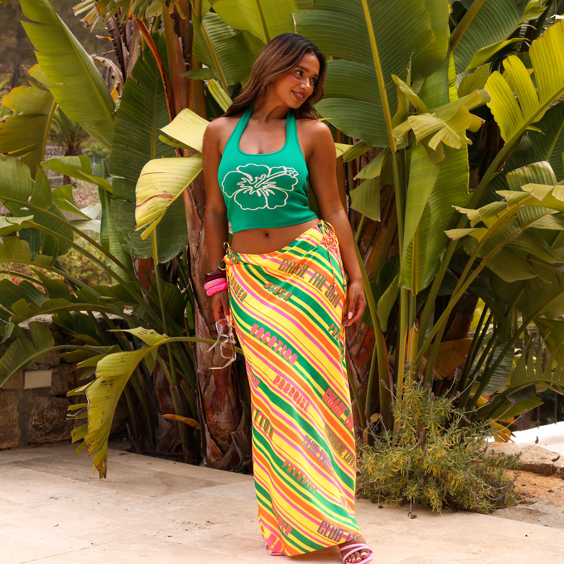 Kulani Kinis Satin Tie Side Maxi Skirt - Sunshine Lover (Club Soleil Collection)