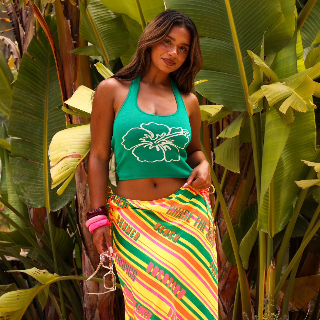 Kulani Kinis Satin Tie Side Maxi Skirt - Sunshine Lover (Club Soleil Collection)