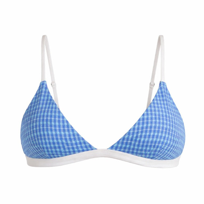 Rhythm Lola Check Bralette Top - Blue by Rhythm