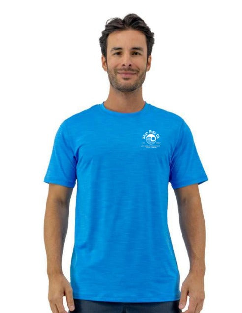 Sand Surf Co. Yin Yang Logo UPF 50 Hybrid Short Sleeve UV Shirt - Royal Blue by Sand Surf Co.