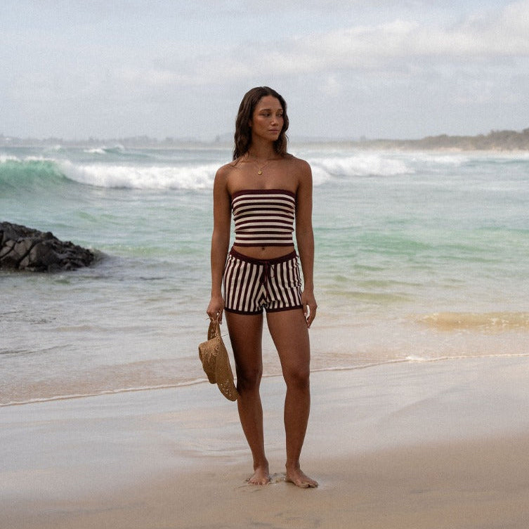 Rhythm Daybreak Stripe Bandeau Knit Top - Paprika