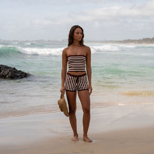 Rhythm Daybreak Stripe Bandeau Knit Top - Paprika