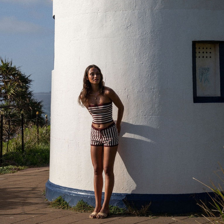 Rhythm Daybreak Stripe Bandeau Knit Top - Paprika