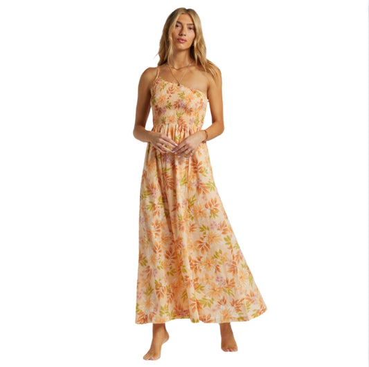 Billabong Warmer Days One Shoulder Maxi Dress - Peach Whip