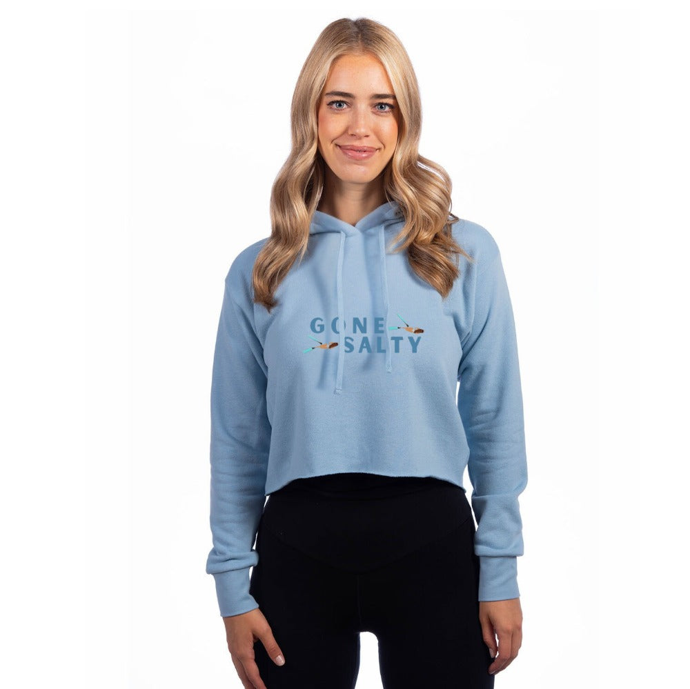 Gone Salty Feelin Free Cropped Hoodie - Blue