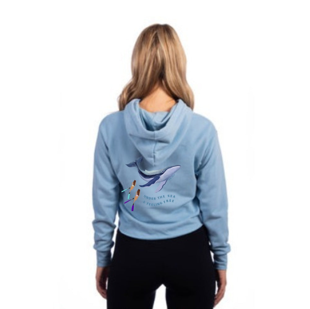 Gone Salty Feelin Free Cropped Hoodie - Blue