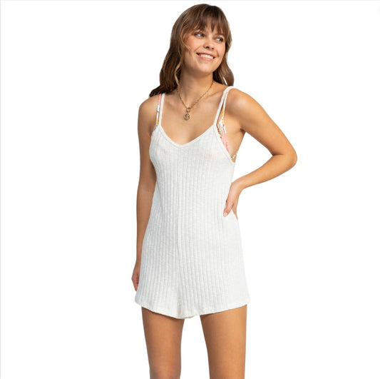 Roxy On Our Way Knit V-Neck Romper - Egret