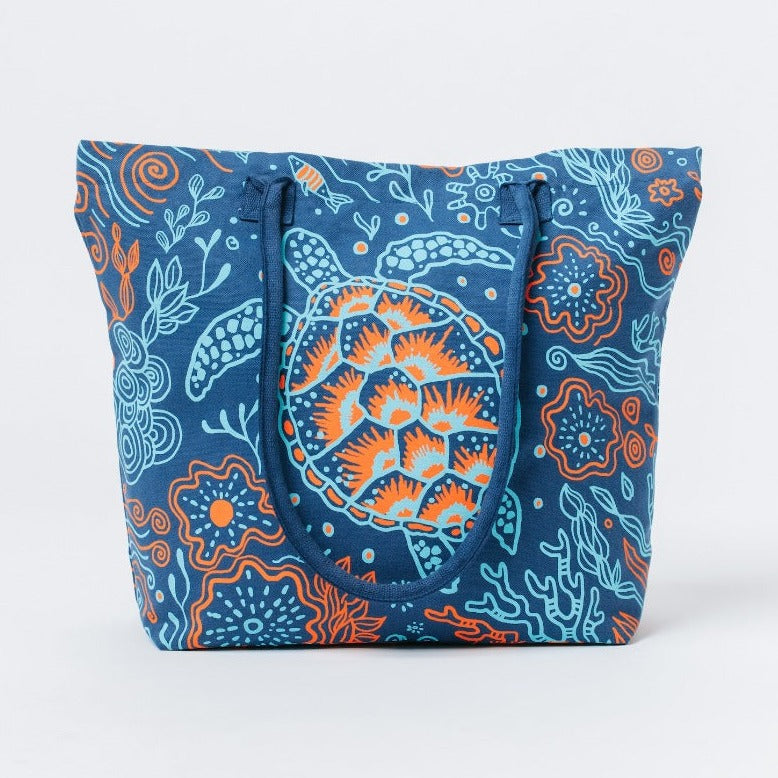 Sand Cloud Reef Turtles Beach Tote - Deep Ocean