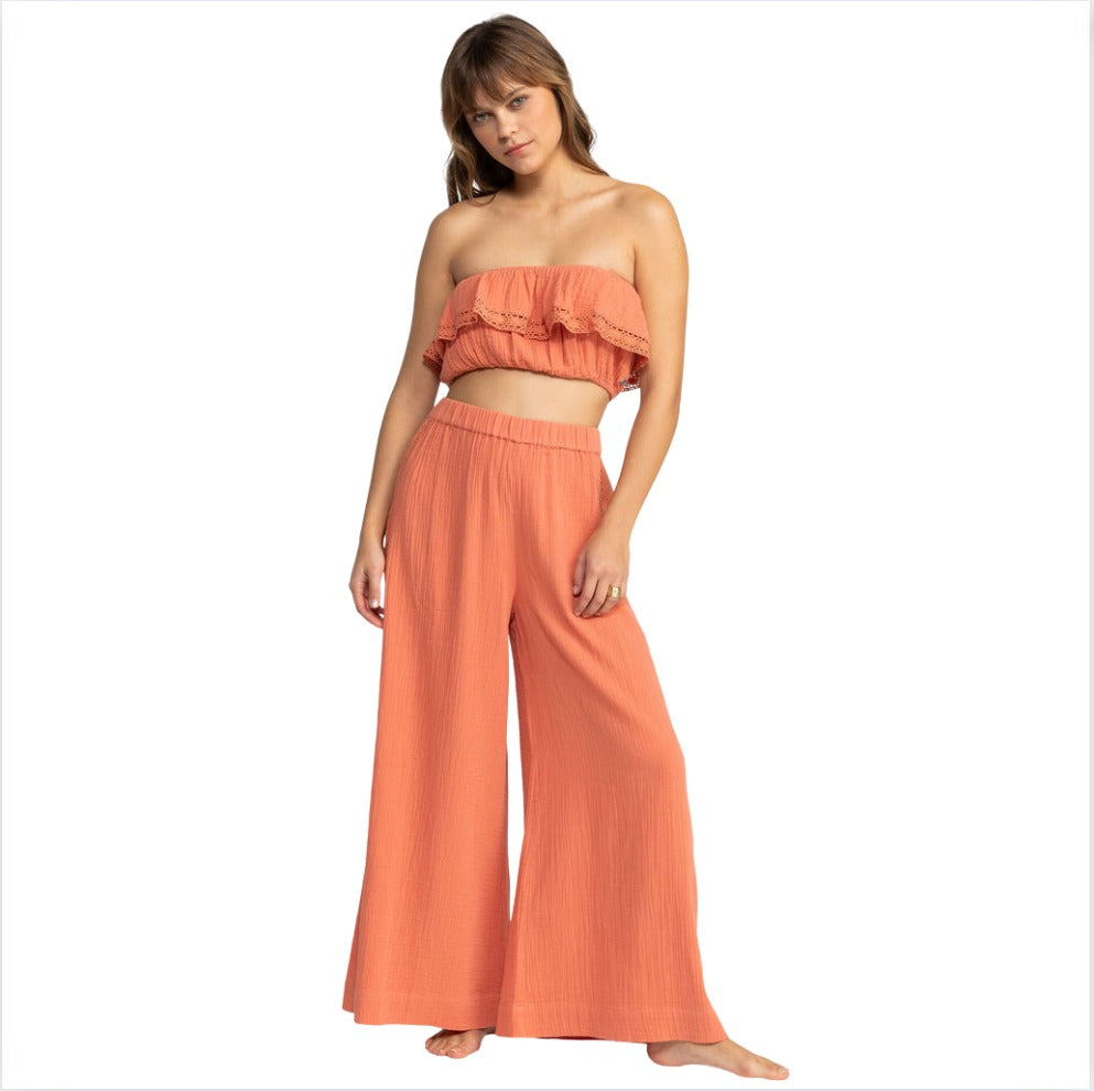 Roxy Golden Tropic Wide Leg Beach Pants - Apricot Brandy