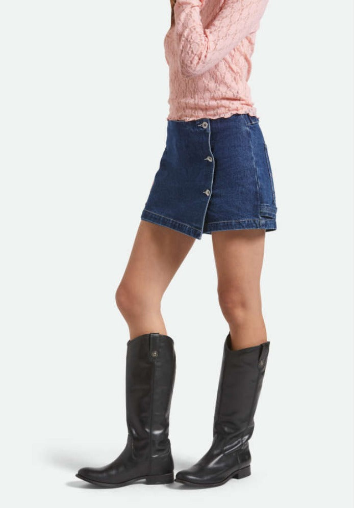 Brixton Denim Wrap Skort - Rinse Denim