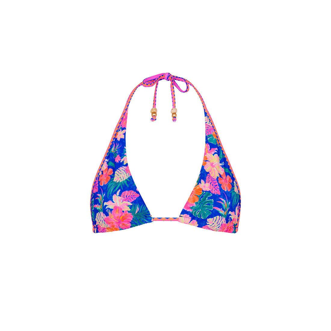 Kulani Kinis Bind Tie Halter Bralette Bikini Top - Electric Palms (Stardust Ranch Collection)