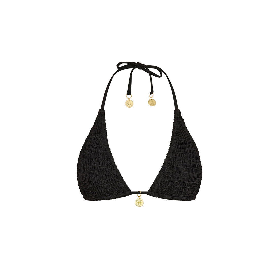 Kulani Kinis Shirred Triangle Bikini Top - Twilight Black